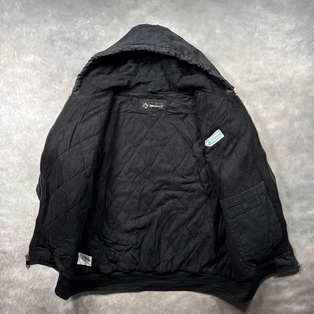 DRI-DUCK古着00sダック地アクティブジャケット黒フェード企業ロゴT29