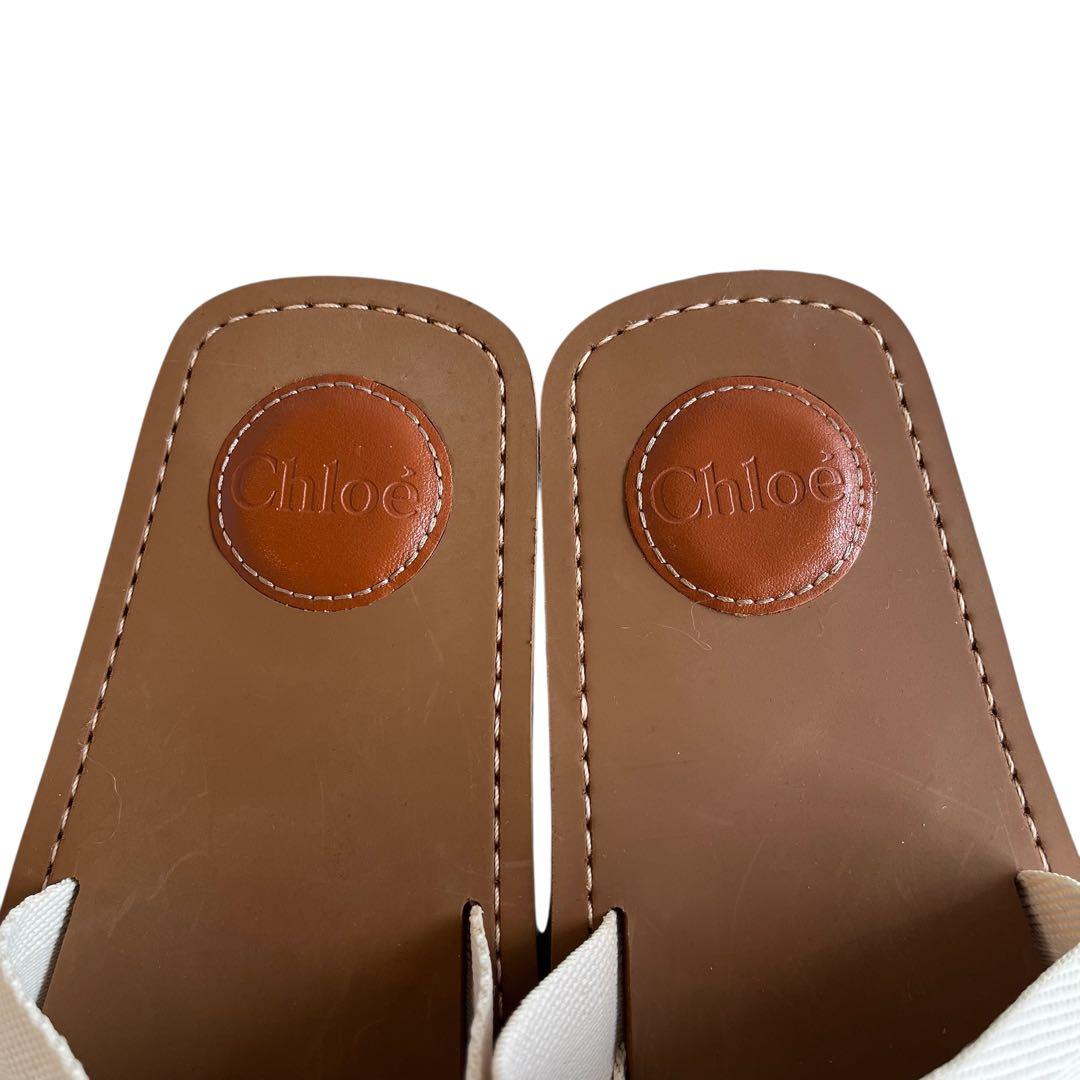 クロエ Chloe サンダル ホワイト woody フラットミュール 37