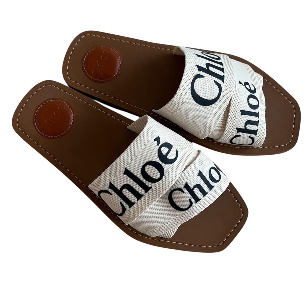 クロエ Chloe サンダル ホワイト woody フラットミュール 37