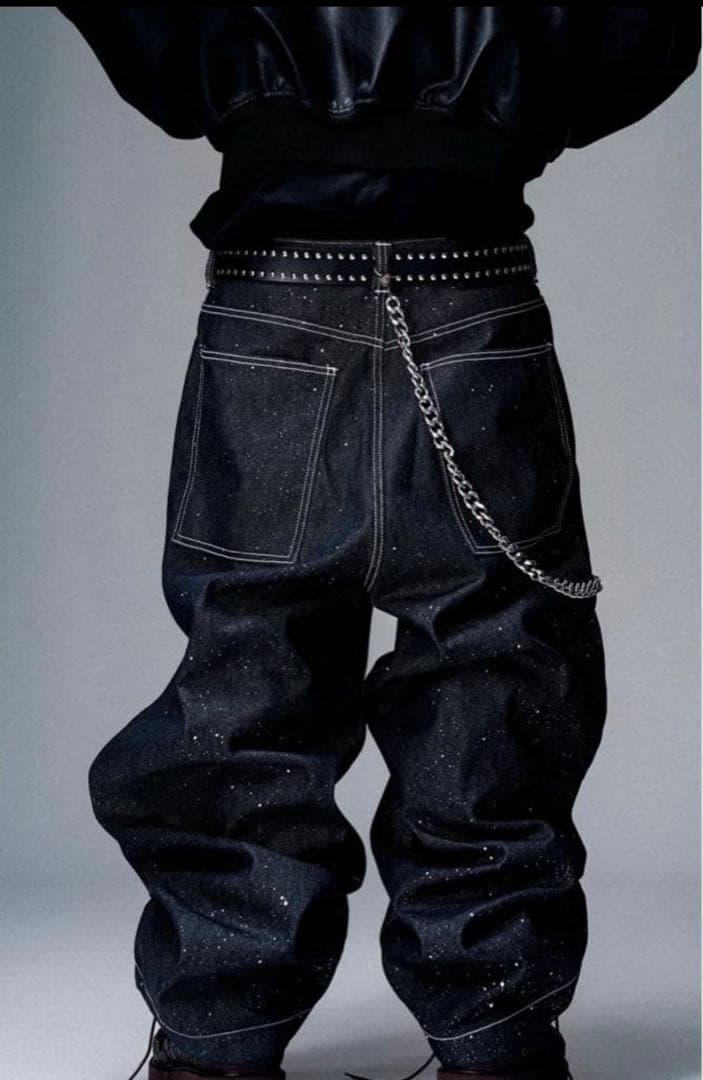 Bevis studio ブリンブリン ダークグレー ワイドデニムパンツブラック