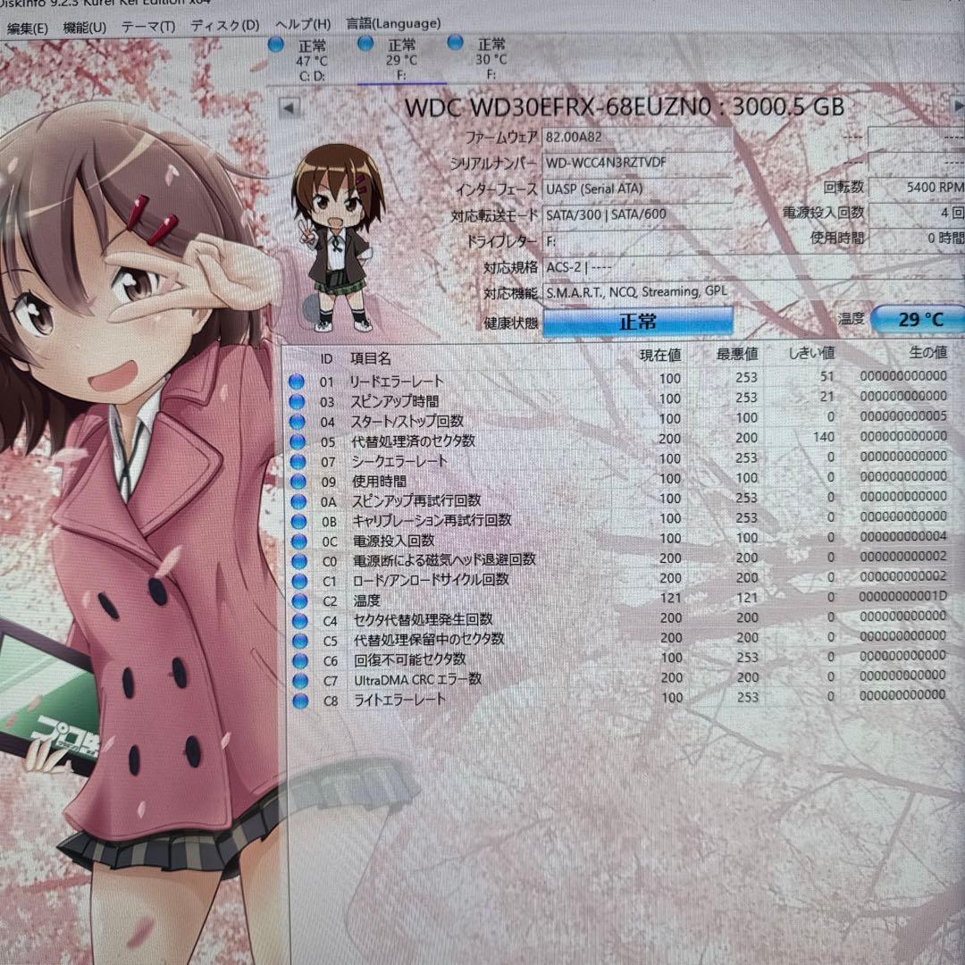 二枚セット　WD Red 3TB HDD WD30EFRX（13/14）