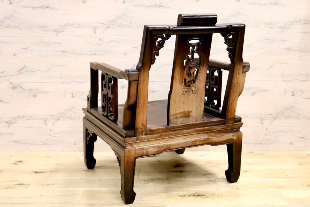 GMHS297N○中国美術 唐木家具 アームチェア 椅子 無垢材