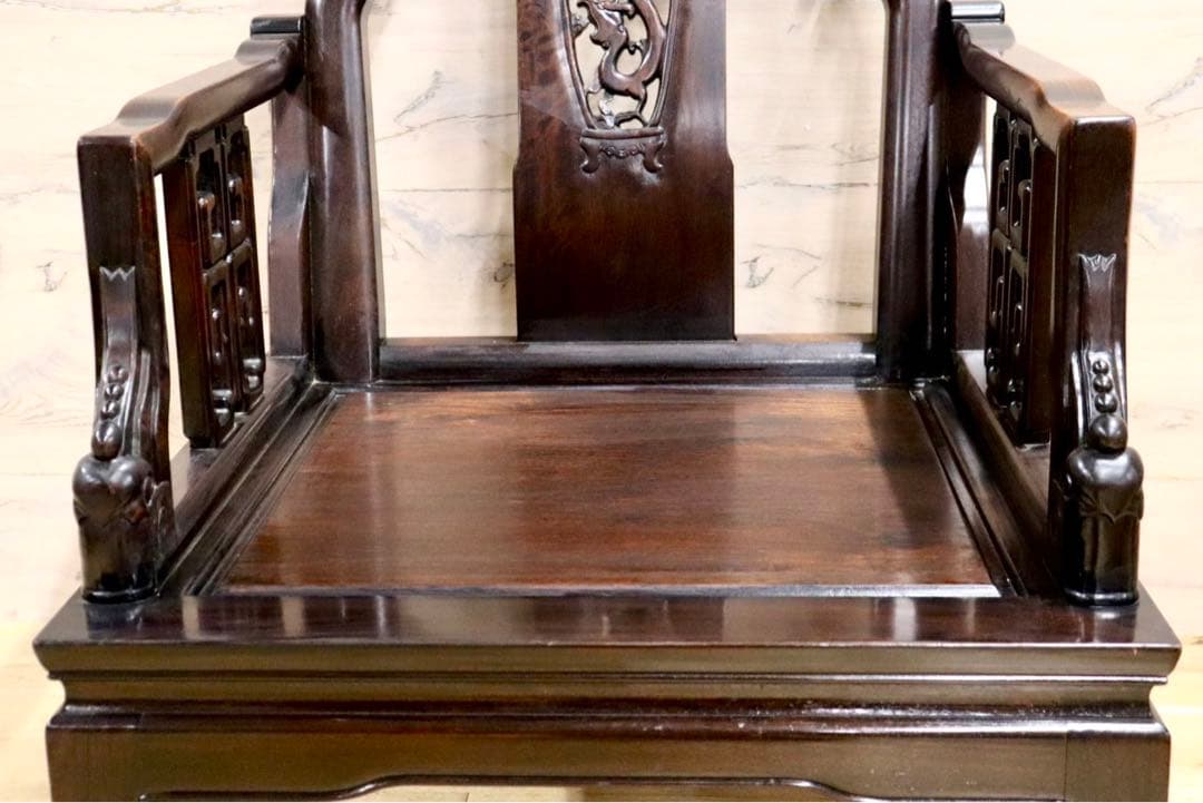 GMHS297N○中国美術 唐木家具 アームチェア 椅子 無垢材
