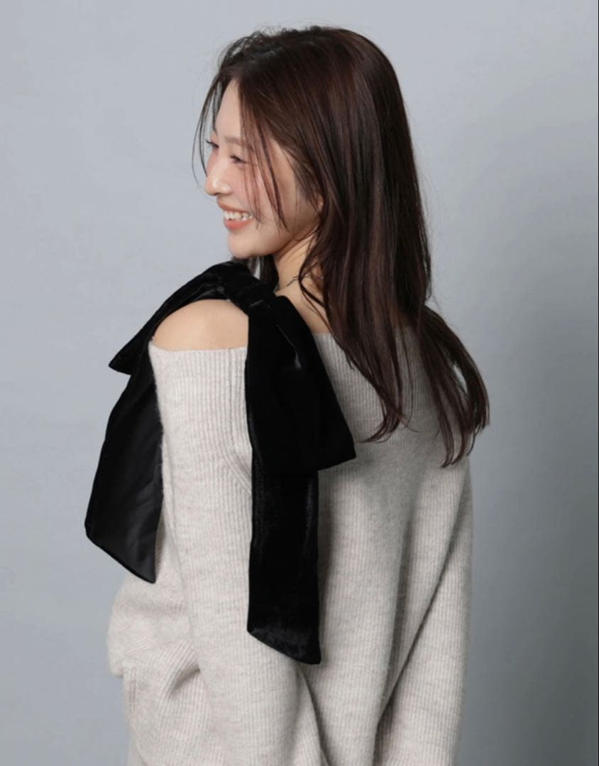 【新品】Apuweiser-riche / ベロアリボンゆるニット