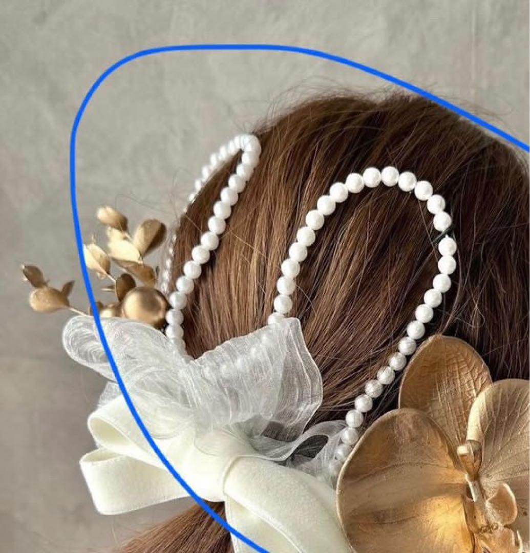curumu 髪飾り カチューシャ 花冠 パール 成人式 卒業式