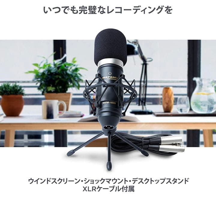 コンデンサーマイク 配信 録音 ウィンドスクリーン スタンド XLRケーブル付属