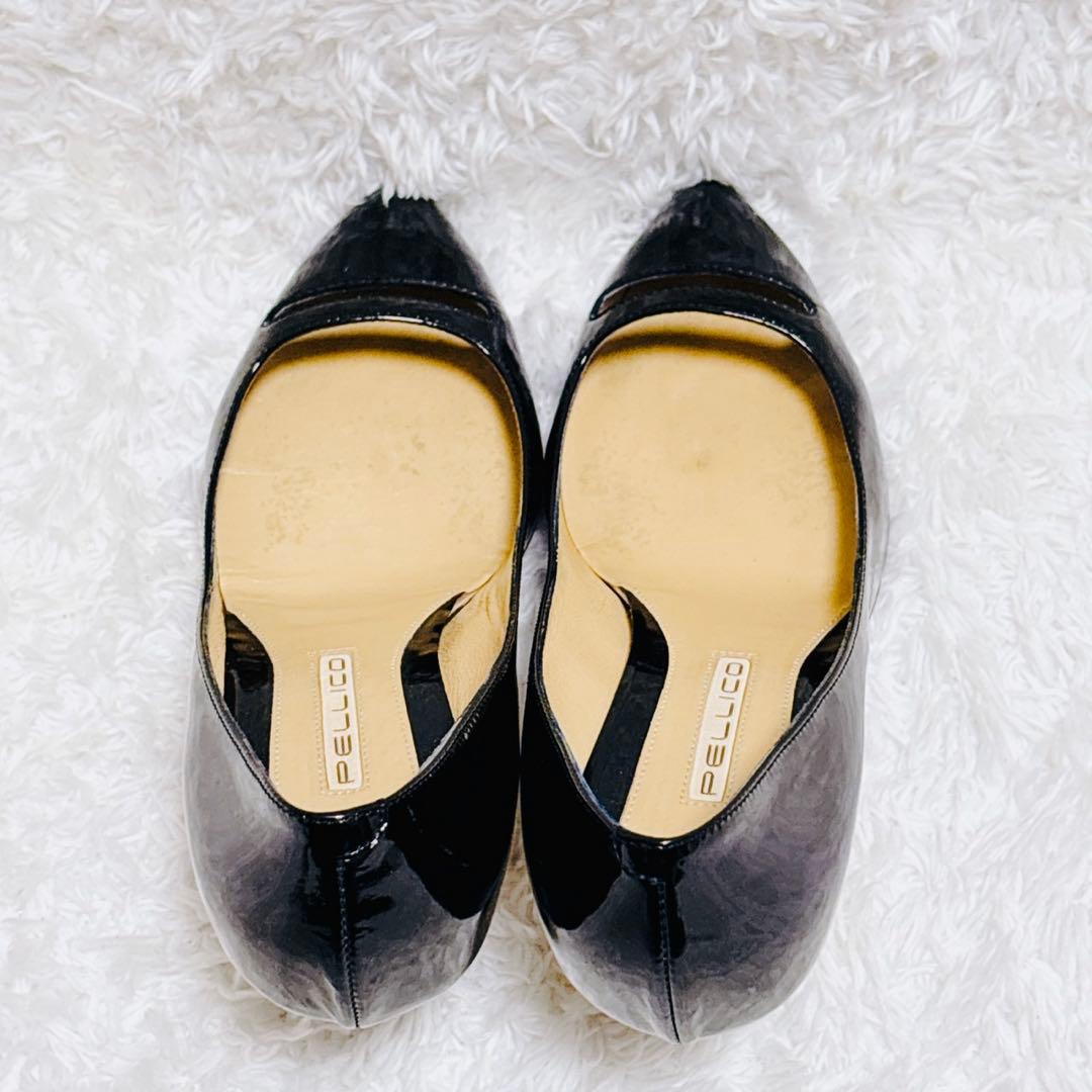 ペリーコ アネッリ エナメルパンプス ブラック 37 ポインテッドトゥ