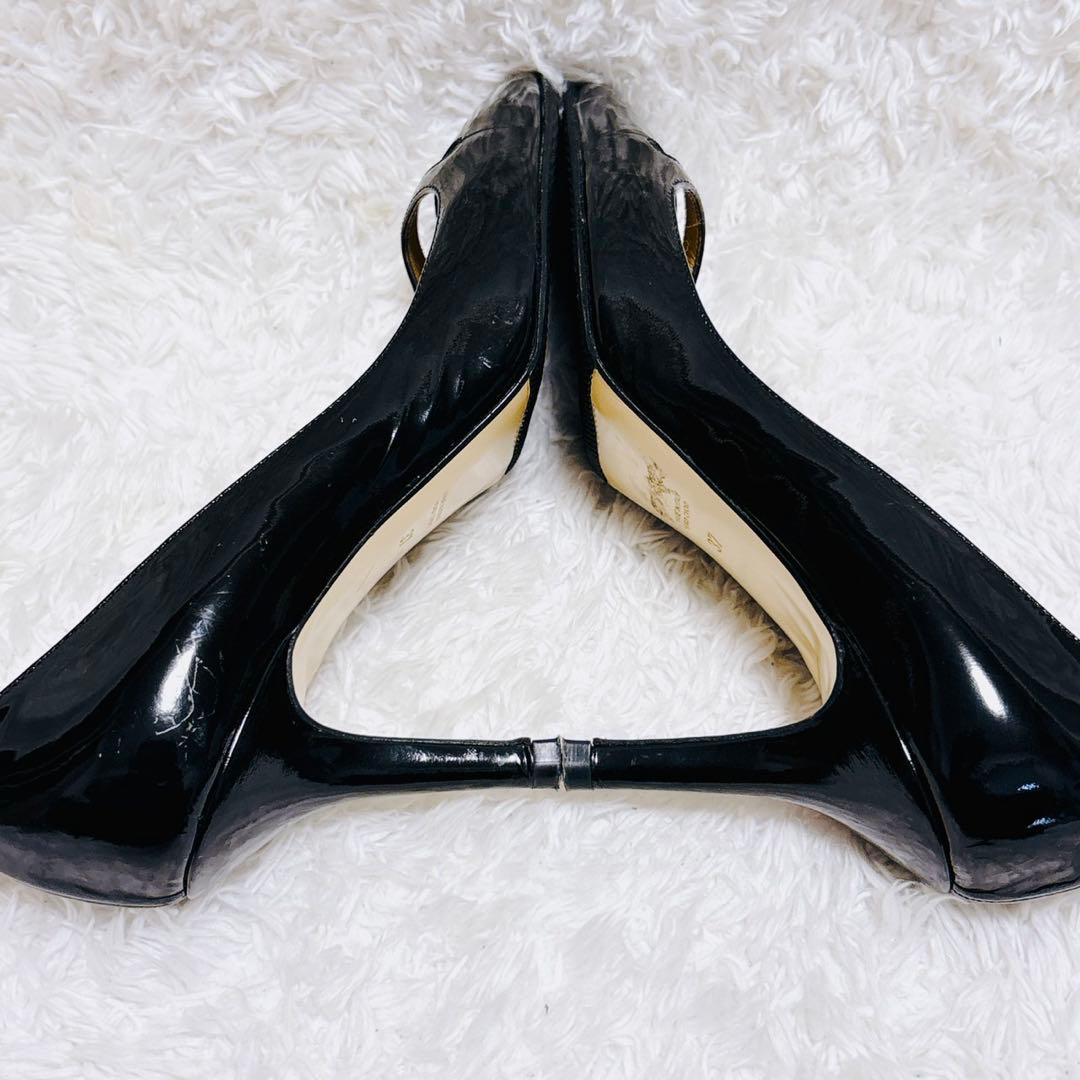 ペリーコ アネッリ エナメルパンプス ブラック 37 ポインテッドトゥ