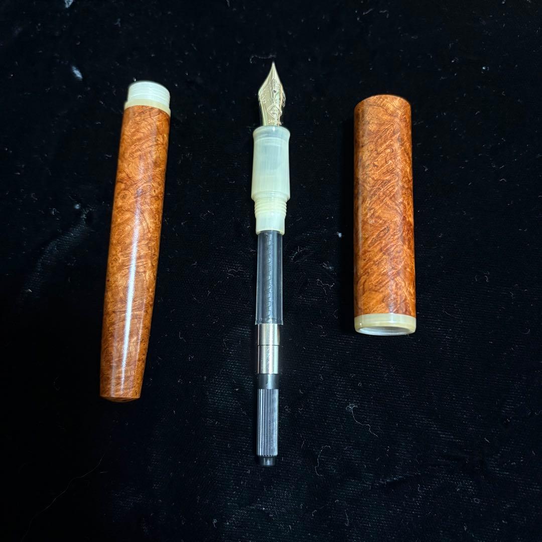 Cypress 花梨瘤 万年筆 14K Fニブ 金ペン 未使用