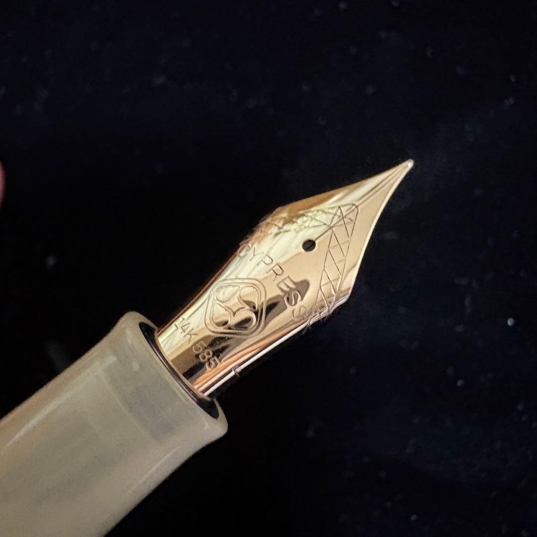 Cypress 花梨瘤 万年筆 14K Fニブ 金ペン 未使用