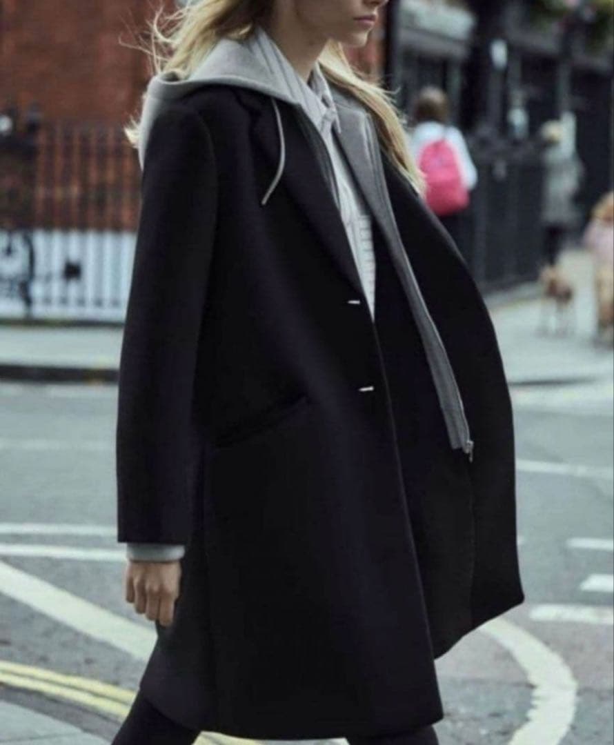 完売品 ZARA デタッチャブルフード コントラストコート　Sサイズ