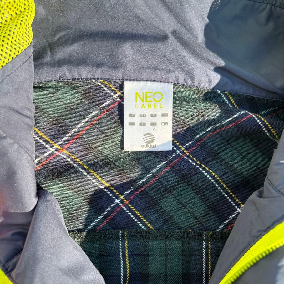 00s adidas 短丈 ジャケット y2kテック系 チェック柄 ドローコード