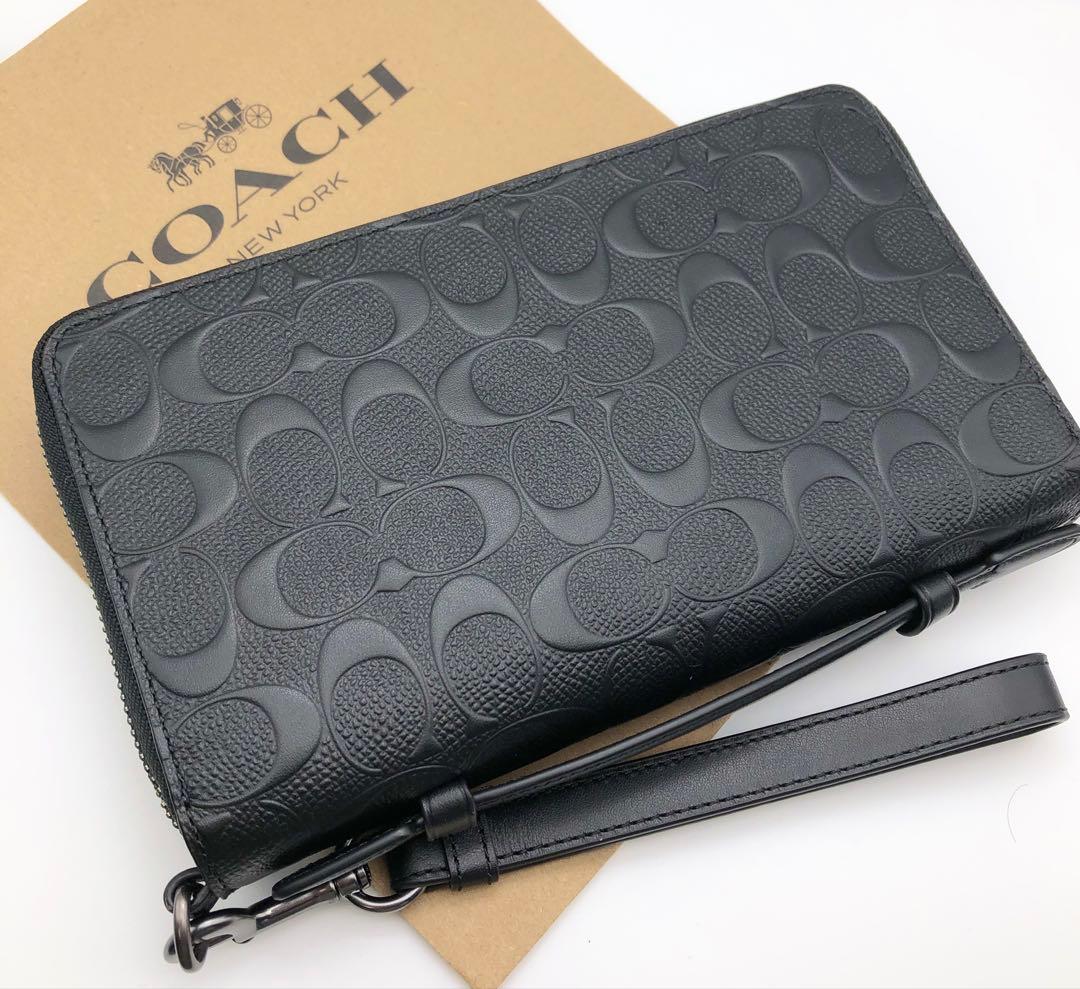 【COACH☆新品】大人気！再入荷！ダブルジップ！シグネチャー！ブラック！