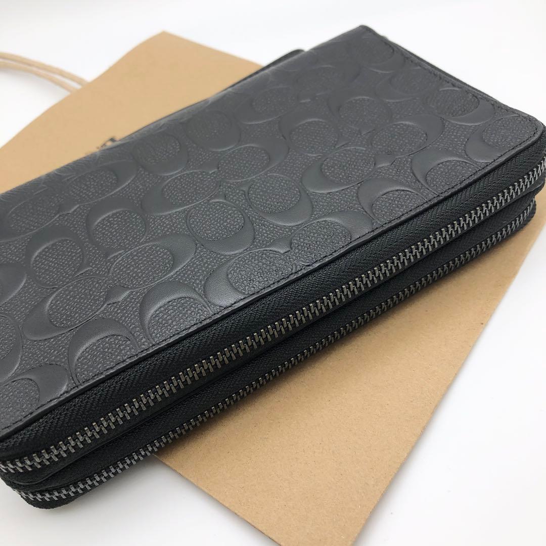 【COACH☆新品】大人気！再入荷！ダブルジップ！シグネチャー！ブラック！