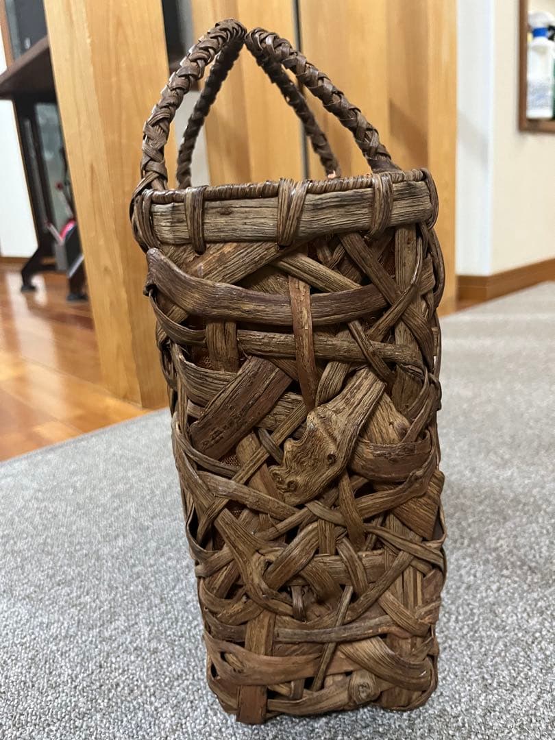 山葡萄　籠バッグ　国産　乱れ編み　内布あり