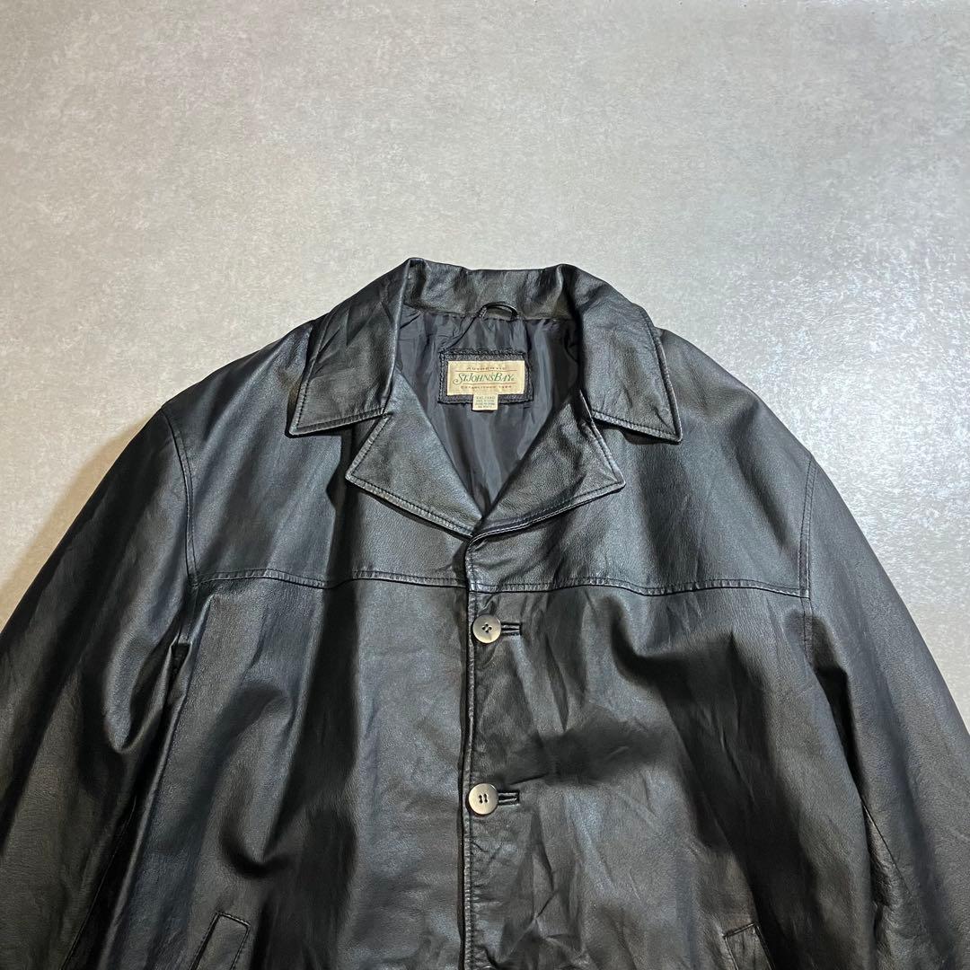 90s セントジョンズベイ ブラック レザージャケット カーコート ヴィンテージ