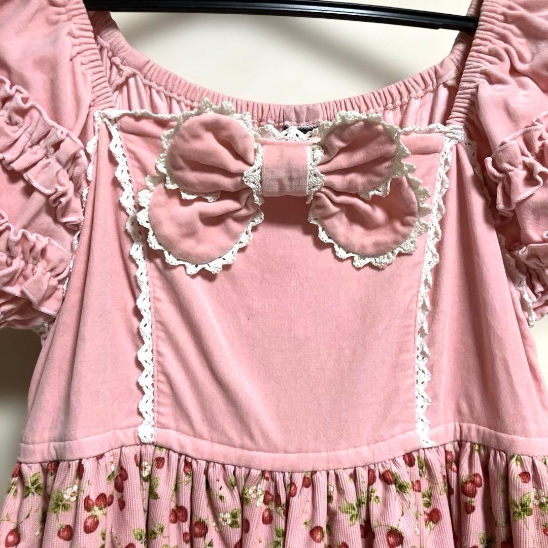 CHOCOCHIP COOKIE いちご柄ロリータワンピース　ピンク　リボン