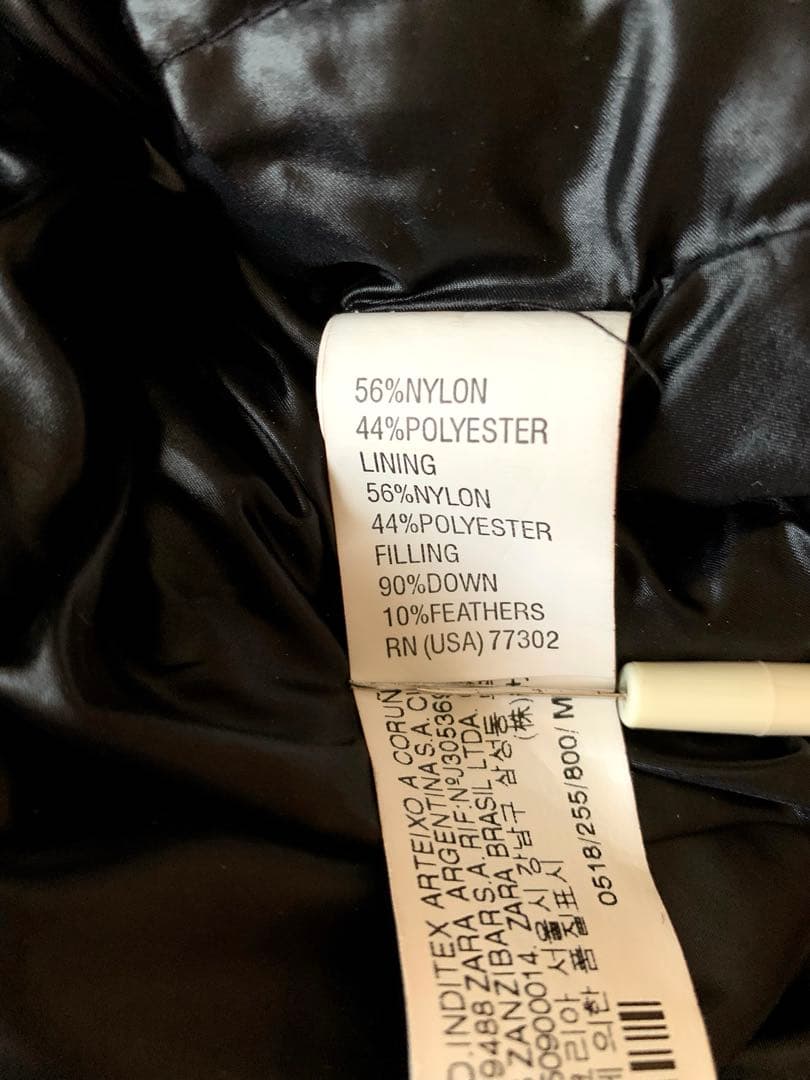 【にちにち】ZARA ダウン フードポンチョ クロ