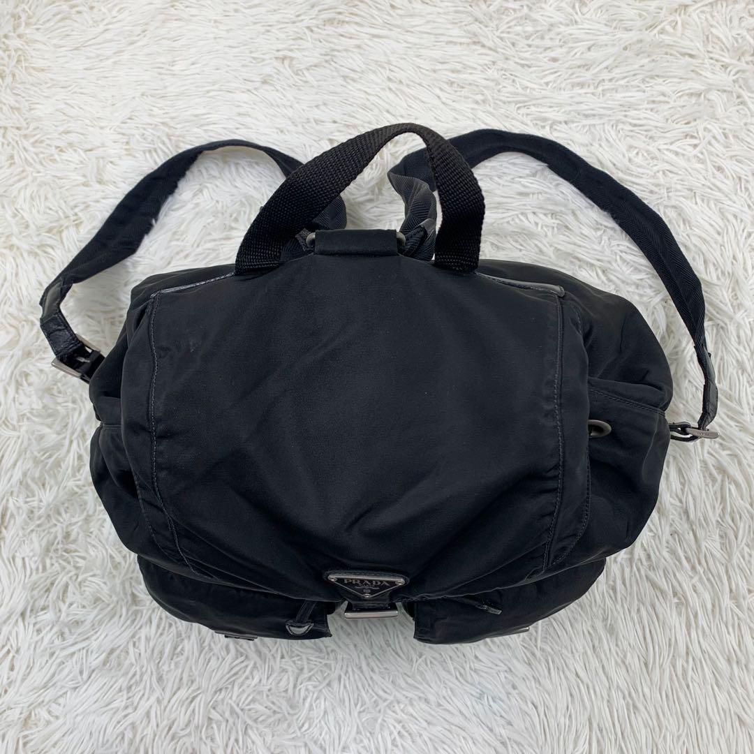 【✨美品✨】プラダ バックパック 三角ロゴ 巾着 ナイロン ブラック