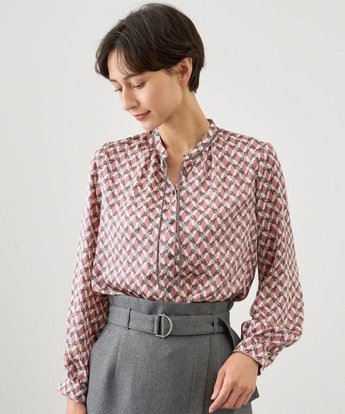 ANAYI アナイ キャットプリントパフスリーブ ブラウス　ピンク系　38