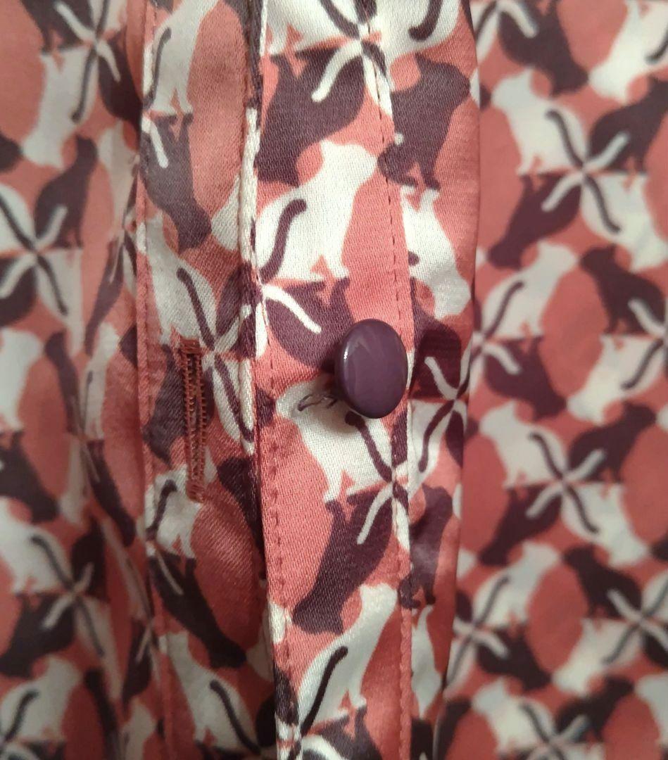 ANAYI アナイ キャットプリントパフスリーブ ブラウス　ピンク系　38