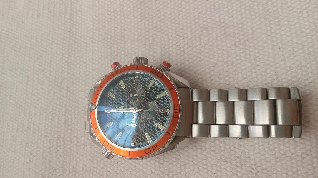 クロノグラフダイバーズ腕時計 オレンジ シルバー