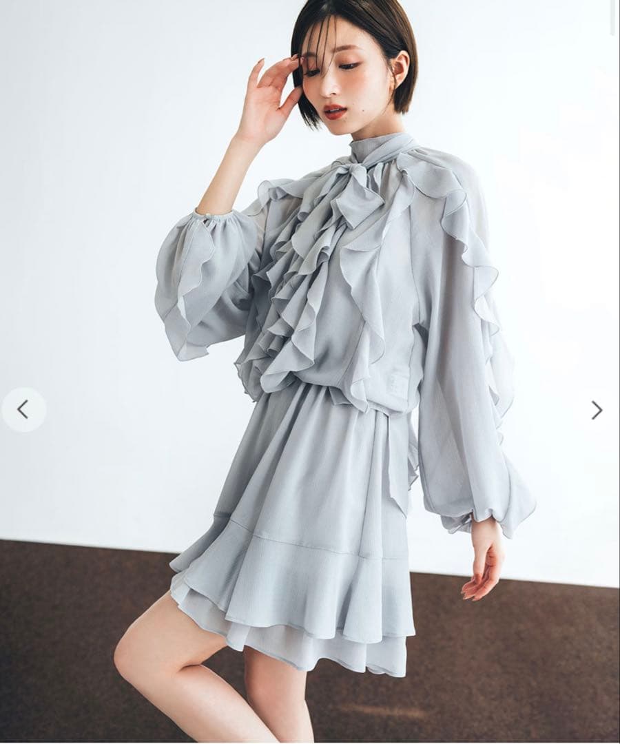 COCO DEAL カスケードボウタイフリルミニワンピース