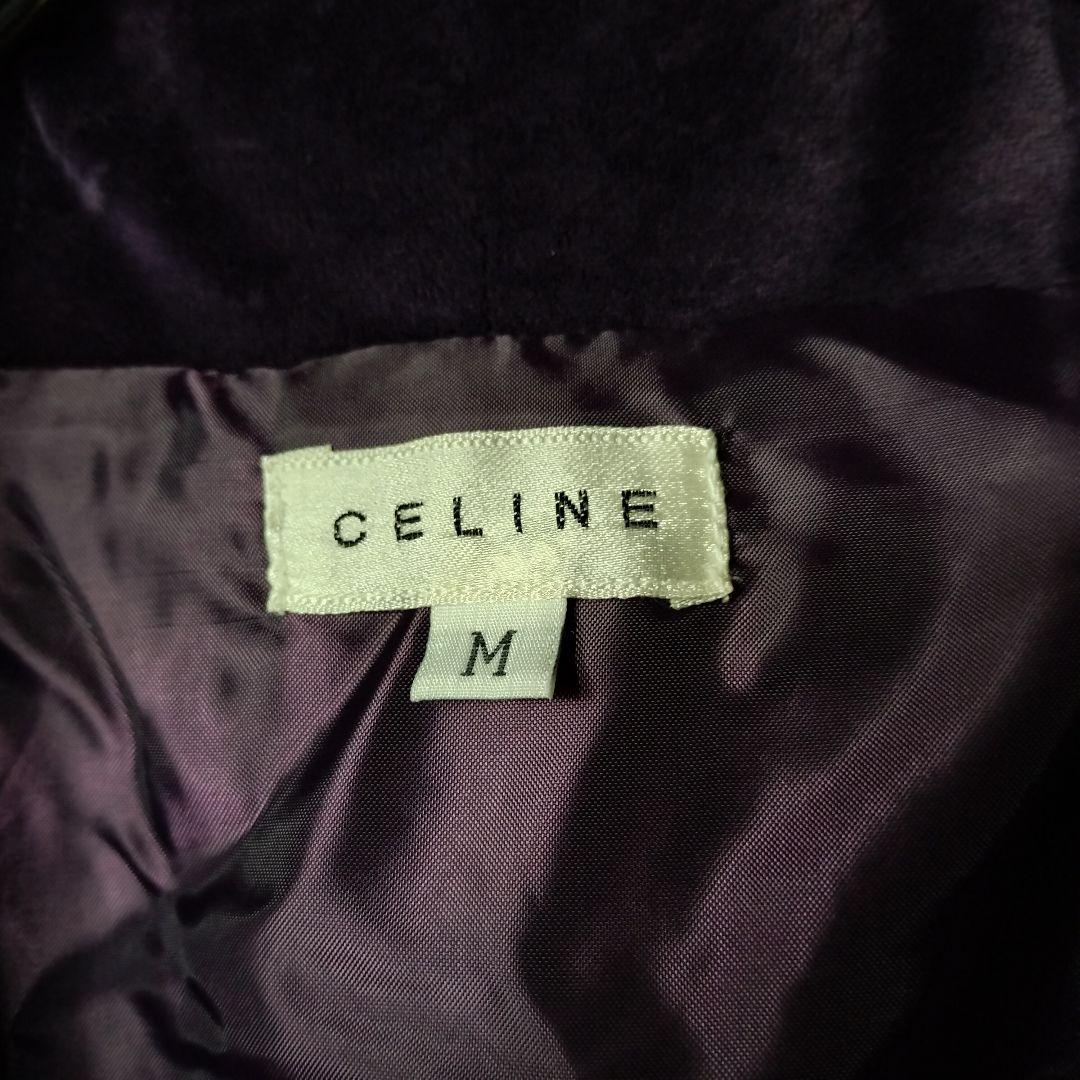 新品未使用品 CELINEセリーヌ ロングチェスターコート ベロア生地 刺繍ロゴ