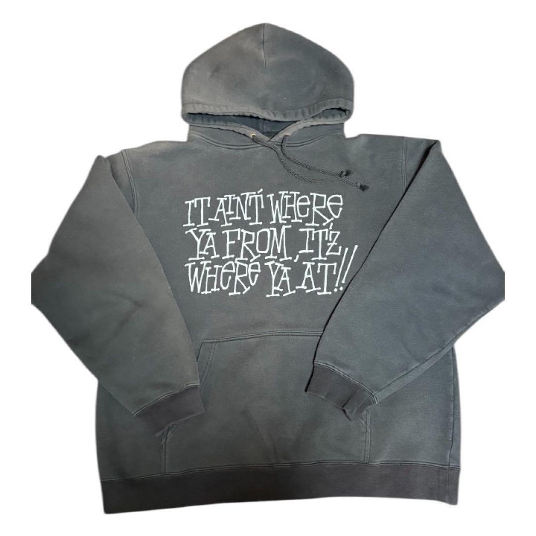 @*)様 OLD STUSSY プリントパーカー ネイビー 90s後期 Y2K