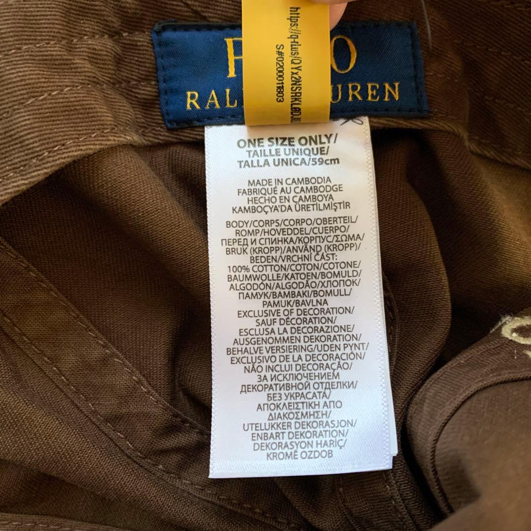 ポロラルフローレンキャップ　新品　ブラウンxホワイトベージュロゴ