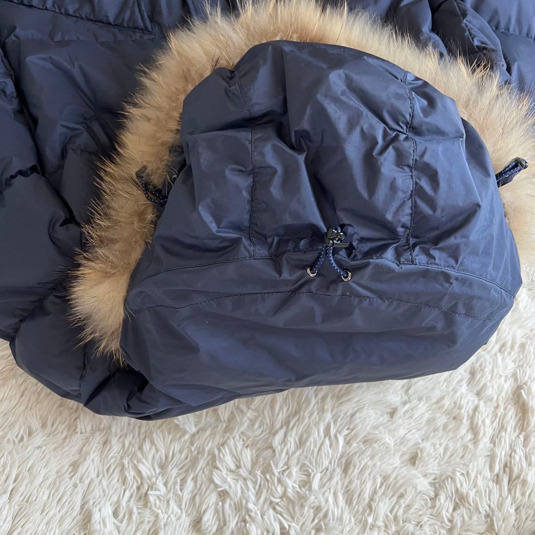 NANGA ネイビー レディースロングダウンジャケットXLファー付き