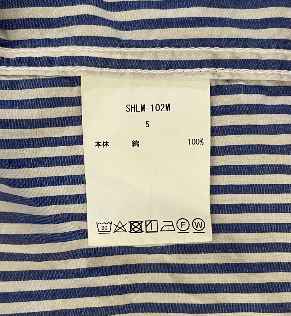 CIOTA スビンコットンタイプライターバンドカラーシャツ ロンドンストライプ