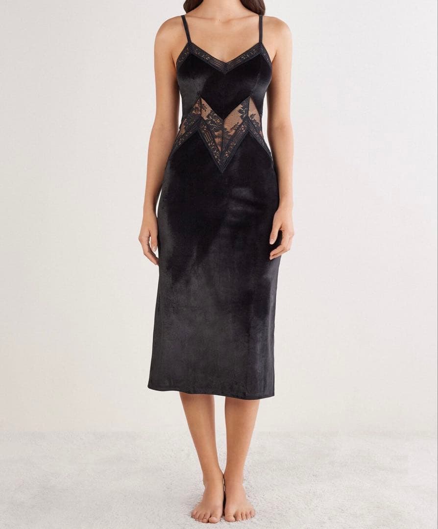 【サイズ変更】ベルベットレース ロングスリップS La Femme Fatale