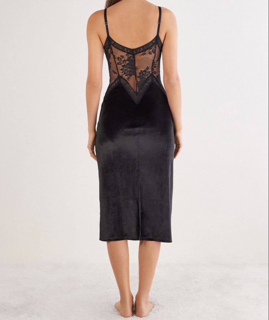 【サイズ変更】ベルベットレース ロングスリップS La Femme Fatale