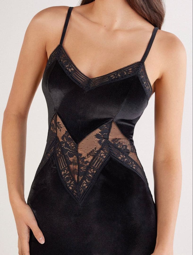 【サイズ変更】ベルベットレース ロングスリップS La Femme Fatale