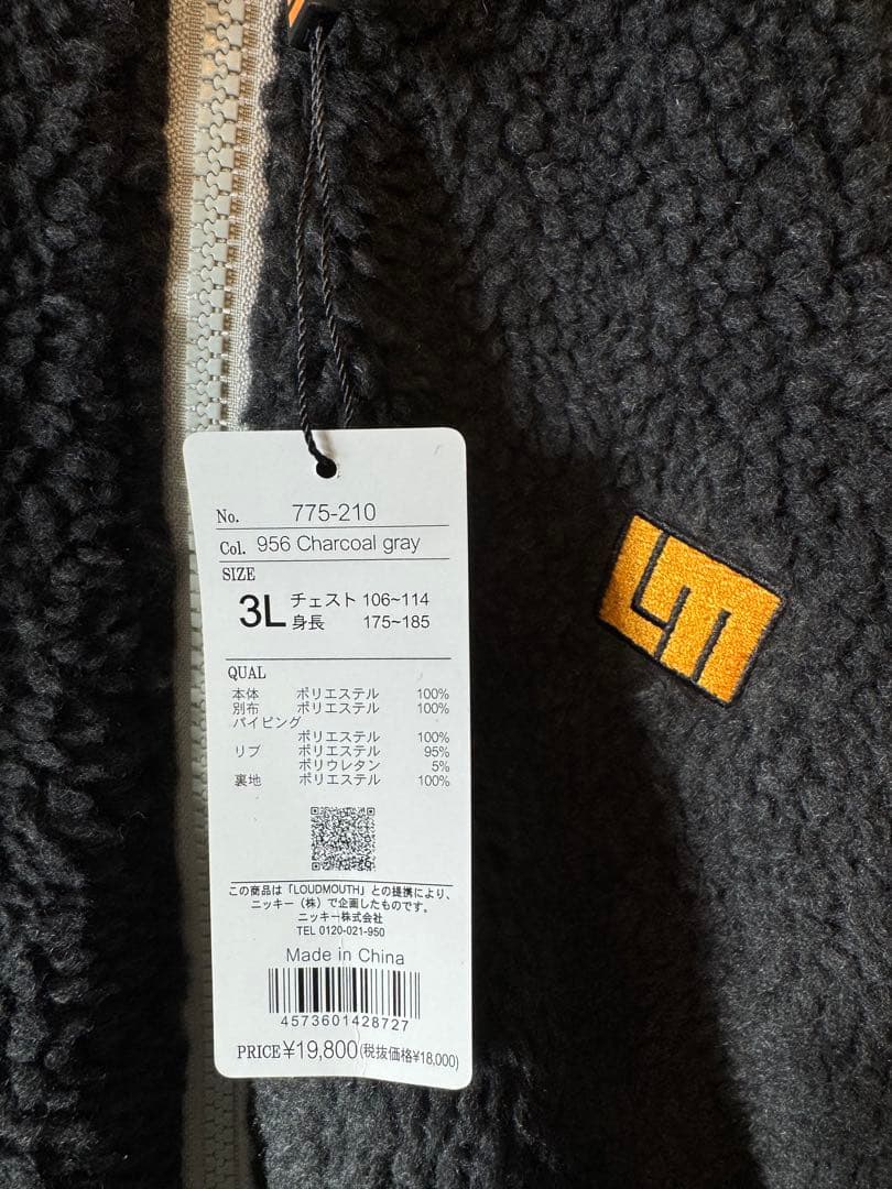 ラウドマウスゴルフ メンズ ボア×タフタ配色ジップブルゾン チャコールグレー