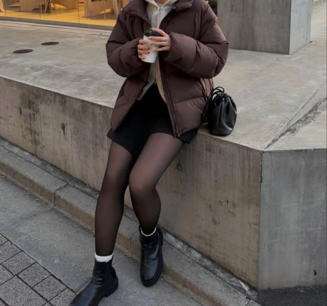 新品＊UNIQLO ユニクロ パウダーソフトダウンジャケット ブラウン Lサイズ