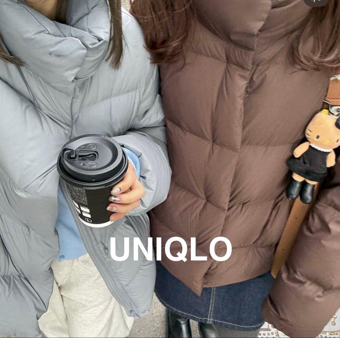 新品＊UNIQLO ユニクロ パウダーソフトダウンジャケット ブラウン Lサイズ