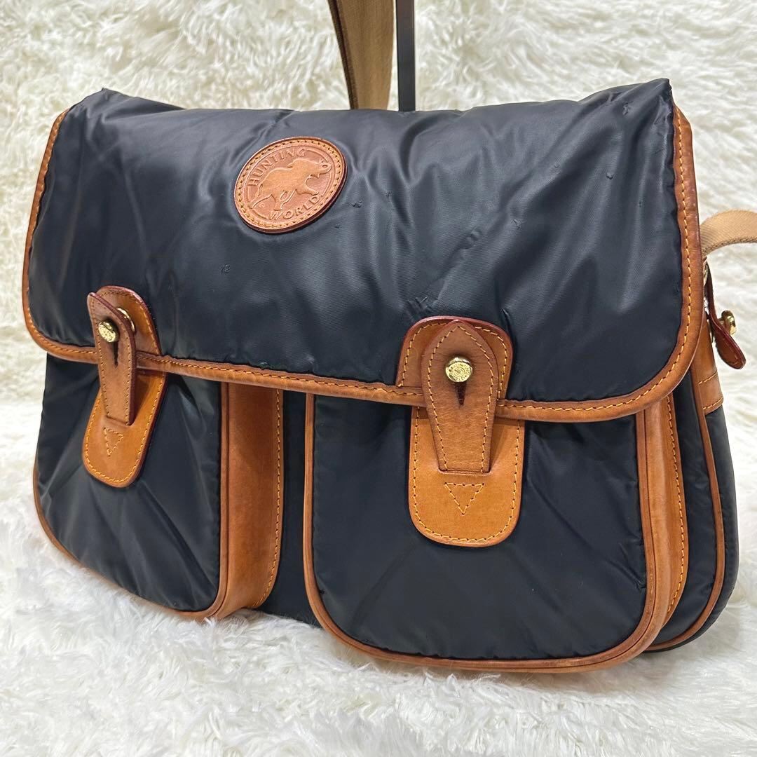 【HUNTING WORLD】バチュークロス ブラック ショルダーバッグ