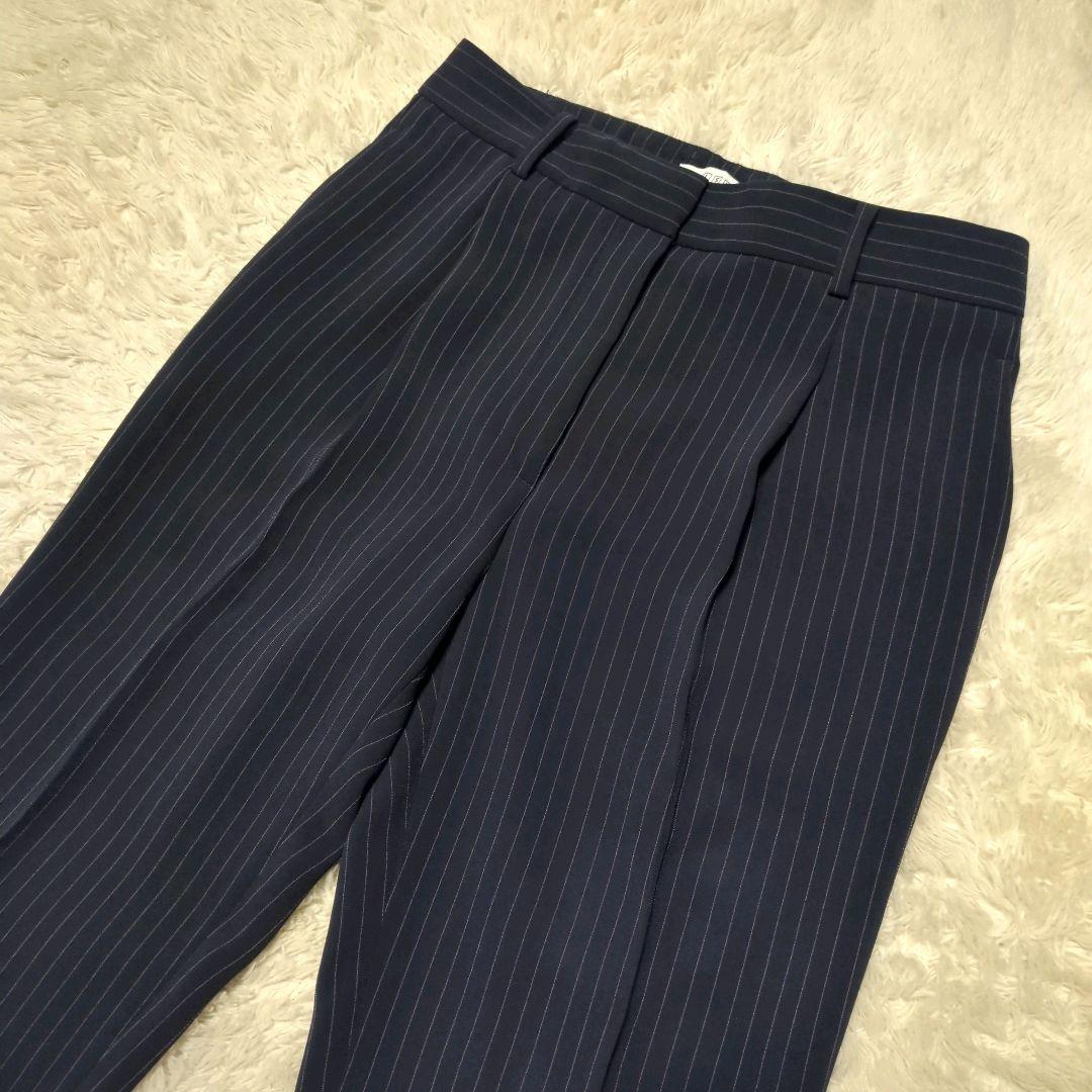 美品！PLST　ノーカラーパンツスーツセットアップ　M　2024年モデル　紺