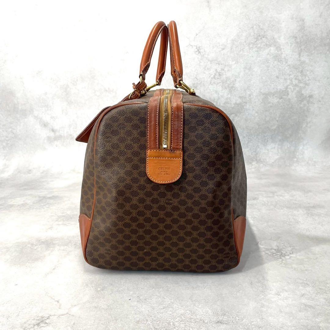 【大容量/美品】セリーヌ　ボストンバッグ　マカダム　レザー　ゴールド金具　南京錠