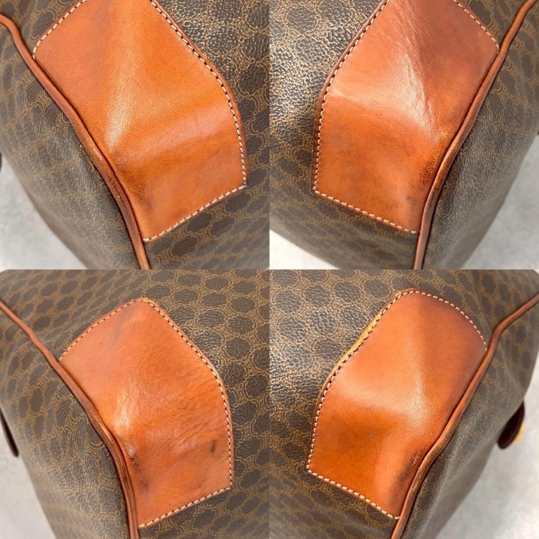 【大容量/美品】セリーヌ　ボストンバッグ　マカダム　レザー　ゴールド金具　南京錠