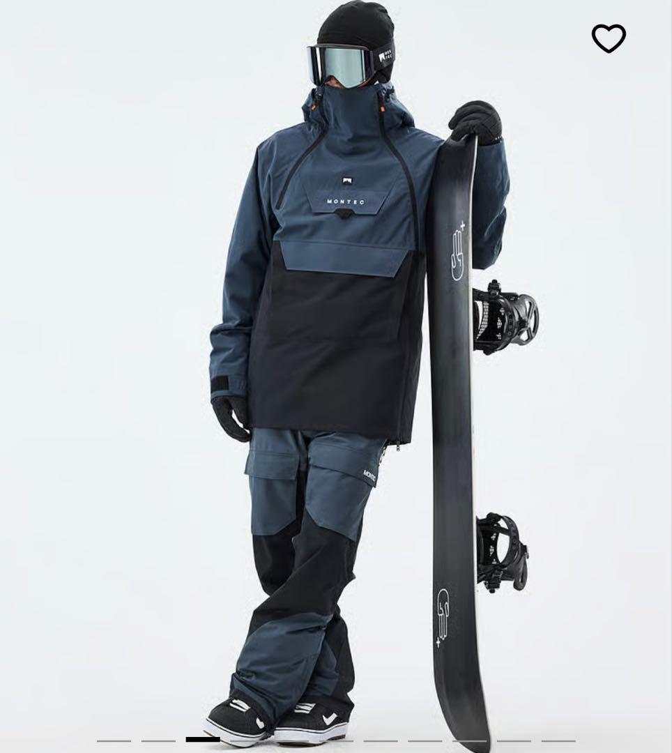 【美品】MONTEC スノーボードビブ「FAWK」スチールブルー サイズM