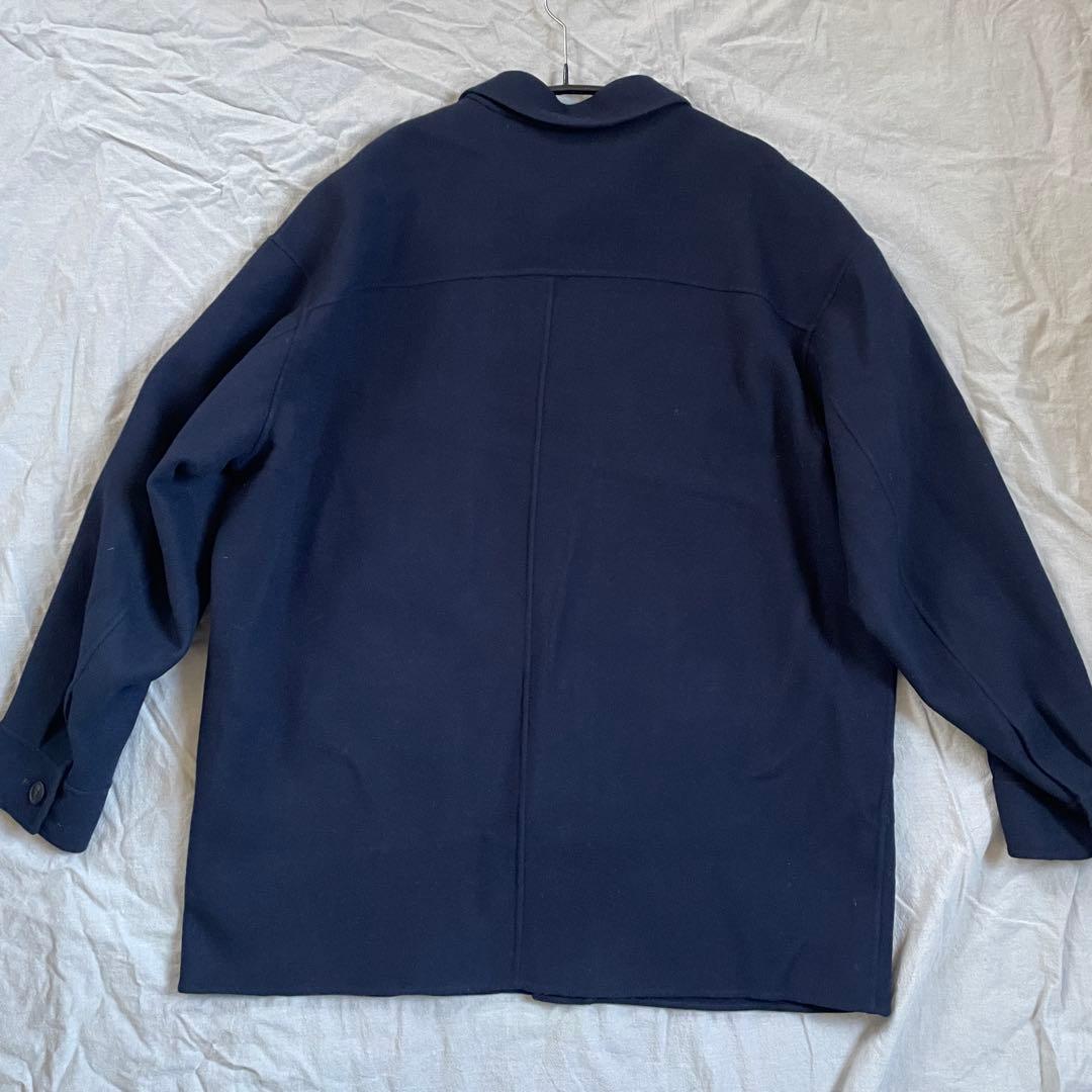 XL ウールブレンド オーバーサイズ シャツジャケット ネイビー 新品タグ付き