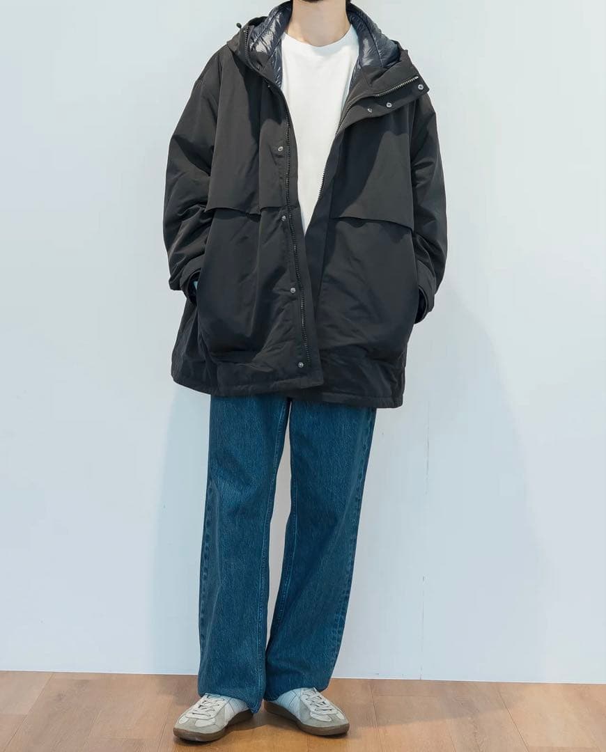 n*o様 UNIQLO ハイブリッドダウンオーバーサイズパーカ XL BLACK