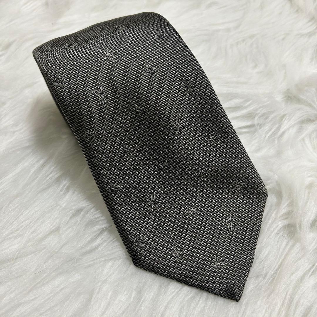 ルイヴィトン ネクタイ グレー LV総柄 ビジネス フォーマル