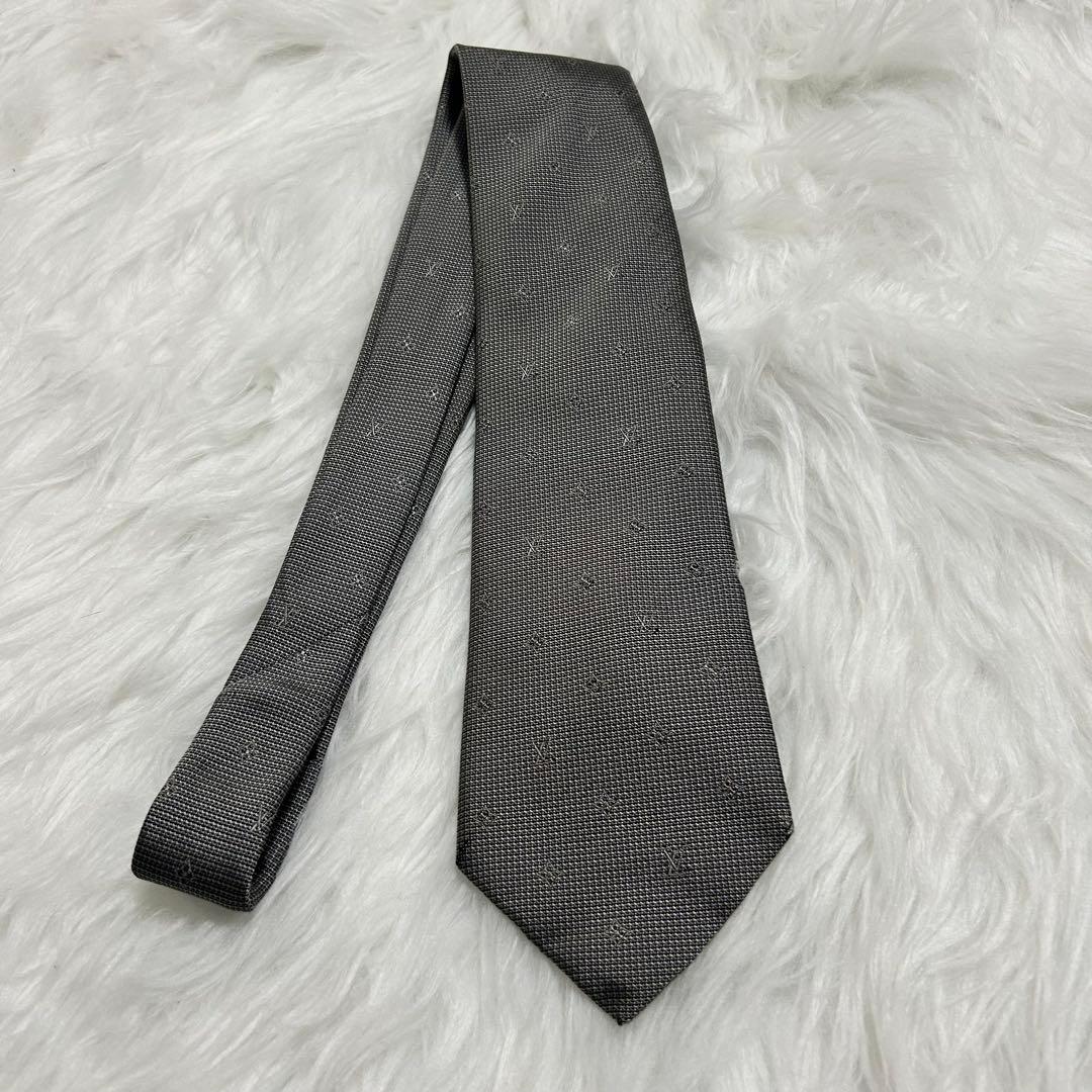 ルイヴィトン ネクタイ グレー LV総柄 ビジネス フォーマル