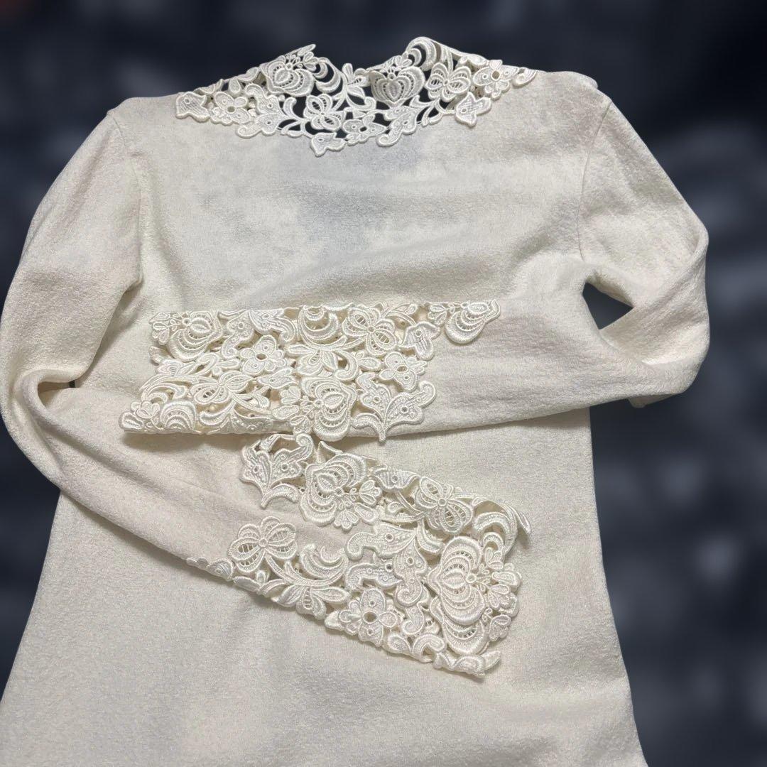 エルマンノシエルヴィーノ　アイボリーレースニット