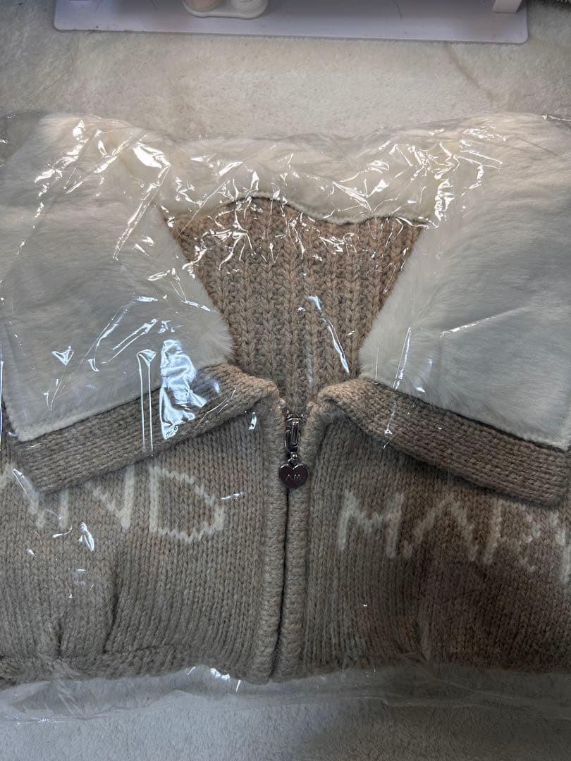 AND MARY ベージュ ジップアップニット