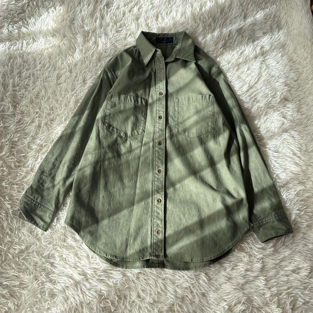 ぬき様 フレームワーク カーキ 長袖シャツ ミリタリーシャツ ゆったり